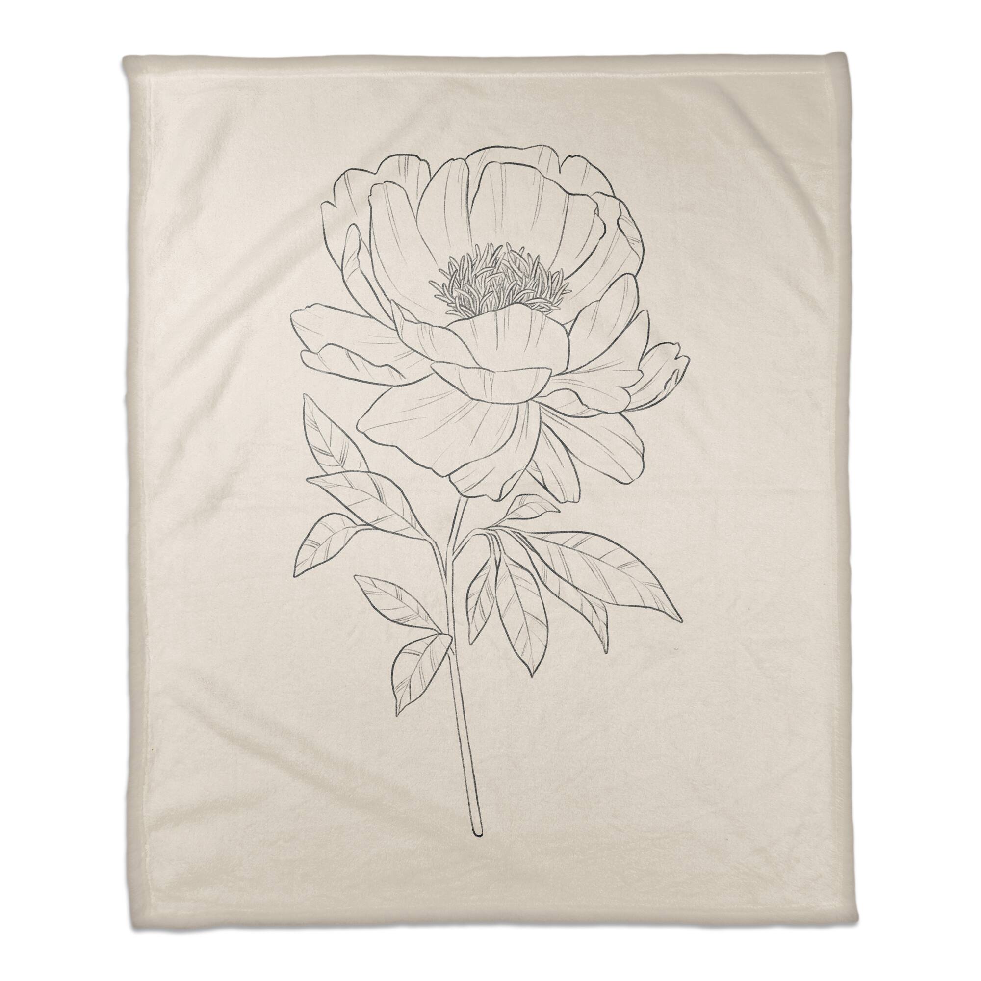Simple Poppy I 50" x 60" Coral Fleece Blanket